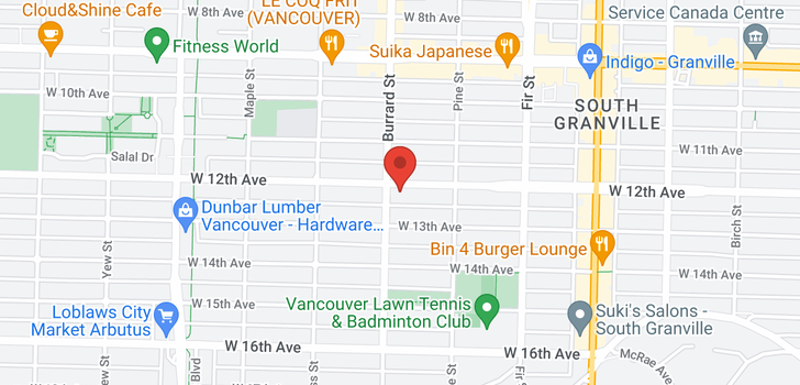 map of 112 1770 W 12TH AVENUE